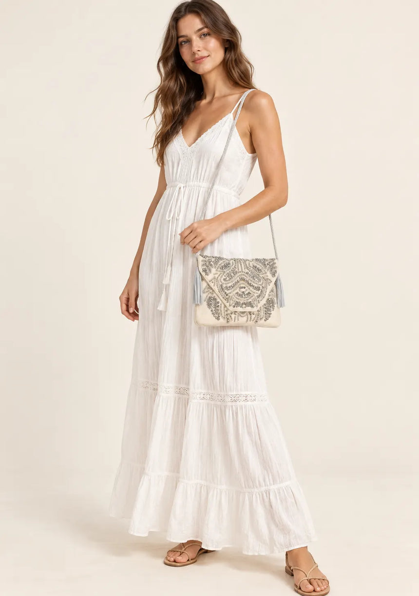 ibBan Embellished Canvas Crossbody Wallet Bag - Masum