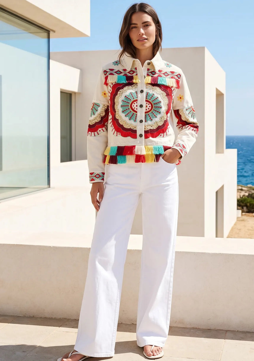 ibBan Hand Embroidered Summer Jacket for Women | Artisan Luxury Fashion - Sara