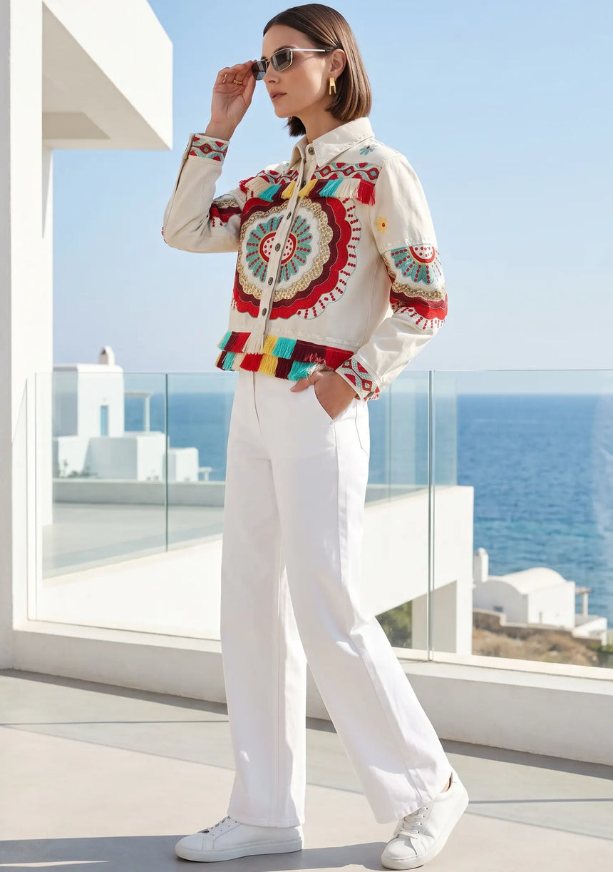 ibBan Hand Embroidered Summer Jacket for Women | Artisan Luxury Fashion - Sara