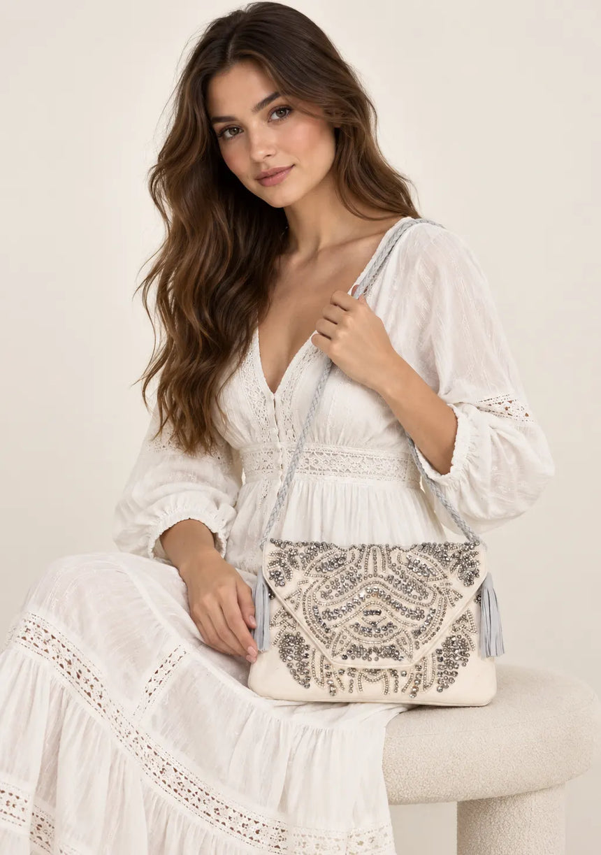 ibBan Embellished Canvas Crossbody Wallet Bag - Masum