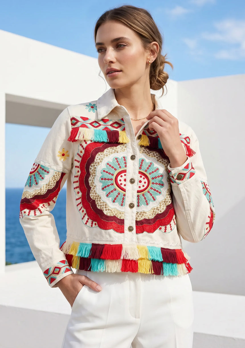 ibBan Hand Embroidered Summer Jacket for Women | Artisan Luxury Fashion - Sara