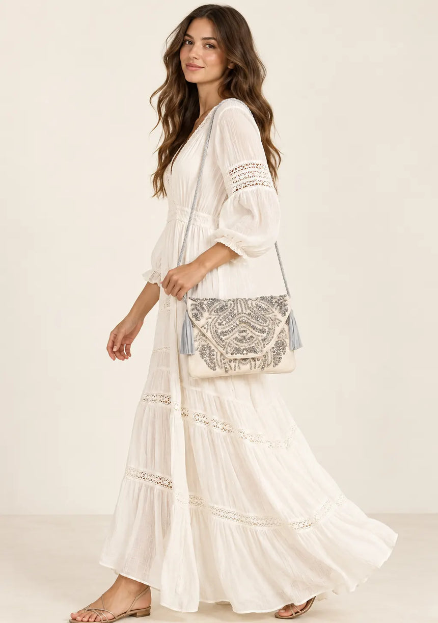 ibBan Embellished Canvas Crossbody Wallet Bag - Masum