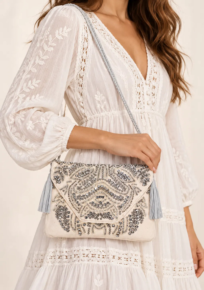 ibBan Embellished Canvas Crossbody Wallet Bag - Masum