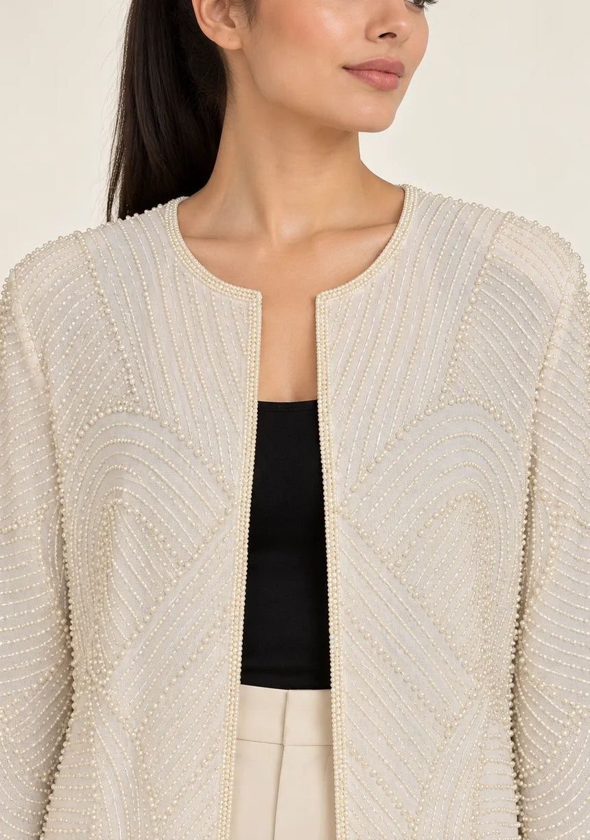 ibabn Women’s Hand Beaded Fringe Jacket - Amaya