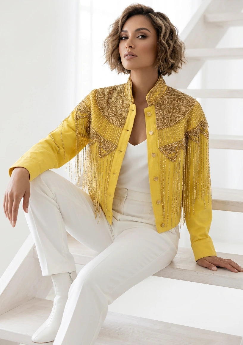 Chaqueta de lona artesanal para mujer - Collar