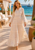 Maxivestido de algodón con cuello en V para mujer - Anika