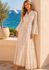 Maxivestido de algodón con cuello en V para mujer - Anika