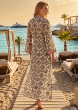 Maxivestido de lino para mujer con cuello en V - Eva