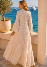 Maxivestido de algodón con cuello en V para mujer - Anika