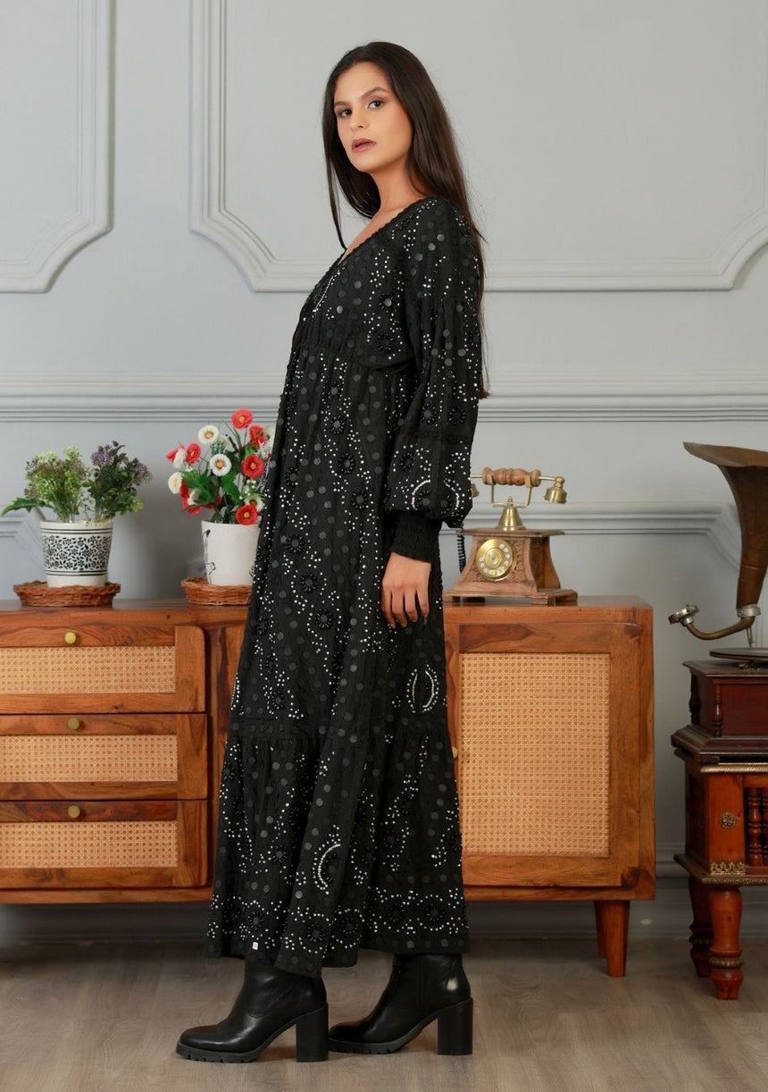 ibBan Vestido Largo Nuria para Mujer | Georgette | Artesanal | Talla Única
