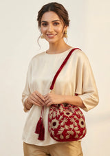 Women's Embroidered Canvas Pottlybag - Areeba