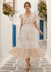 Women's Hand Embroidered Cotton Maxi Dress V-Neck - Mila
