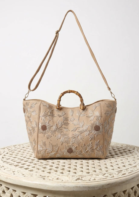 Women's Embroidered Canvas Handbag - Areeba