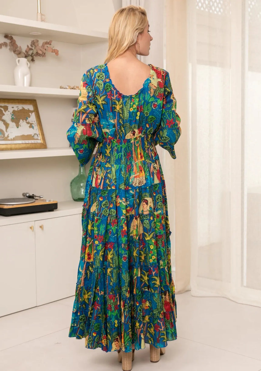 ibBan Hand Embroidered Cotton High-Low Maxi Dress - Zayba