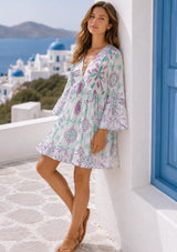 Women's Cotton Mini Dress V-Neck - Kiran