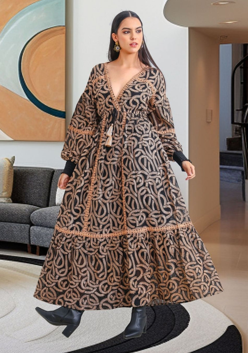 ibBan Vestido maxi de mujer Hazal | Artesanal | Talla única