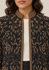 ibBan Women’s Black  Jacket with Hand Embroidered - Elowen