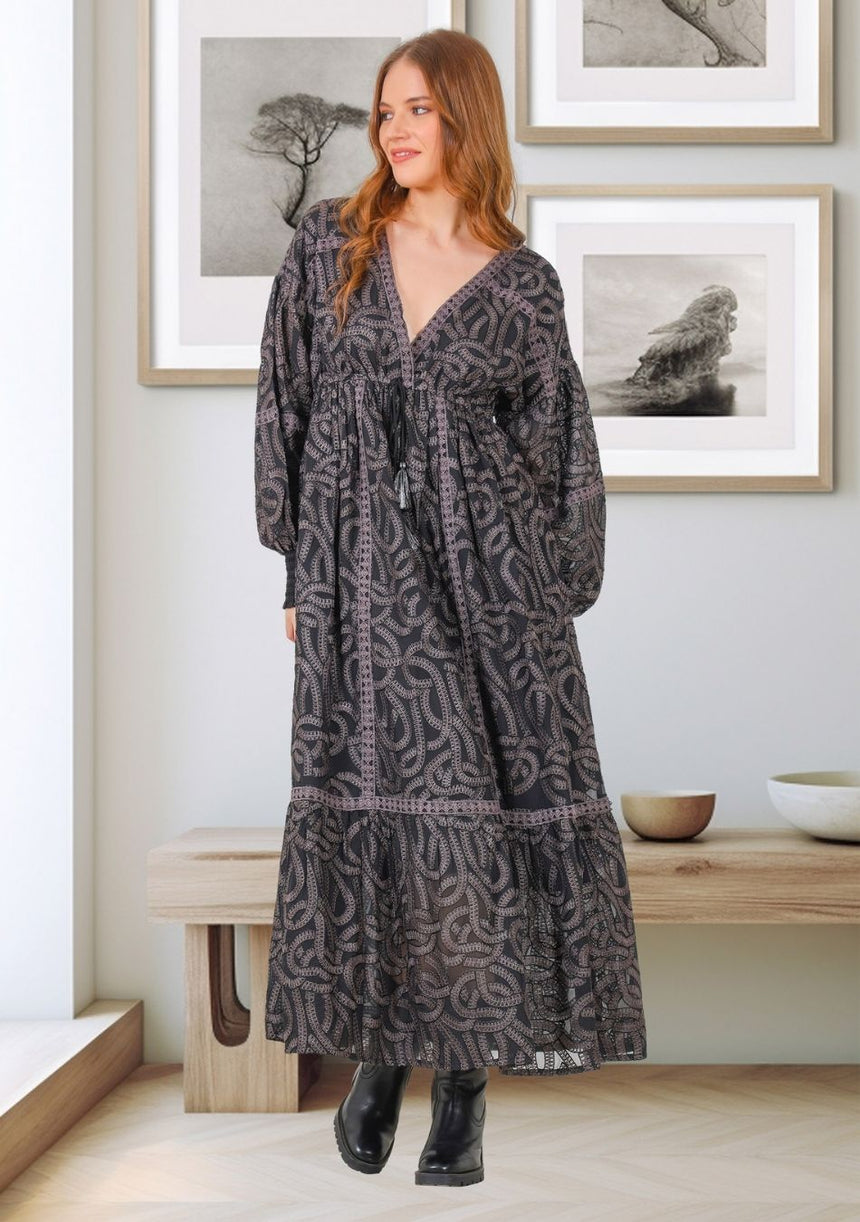 ibBan Vestido maxi de mujer Hazal | Artesanal | Talla única