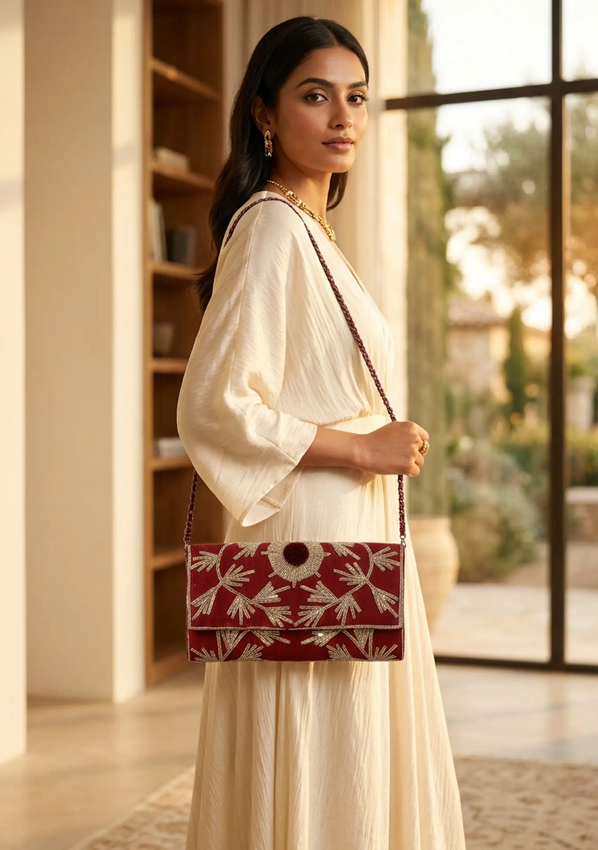 Women's Embroidered Canvas Wallat - Areeba