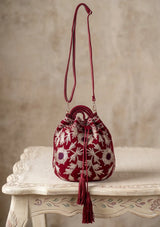 Women's Embroidered Canvas Pottlybag - Areeba