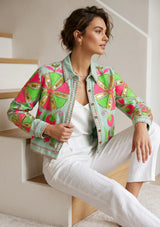 Women's Artisan Hand Embroidery Canvas Jacket - Meliah