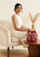 Women's Embroidered Canvas Pottlybag - Areeba