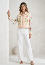 Women's Artisan Hand Embroidery Canvas Jacket - Farida