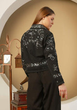 ibBan Chaqueta Bordada Lola para Mujer | Lentejuelas de Cuentas | Artesanal | S/M a L/XL
