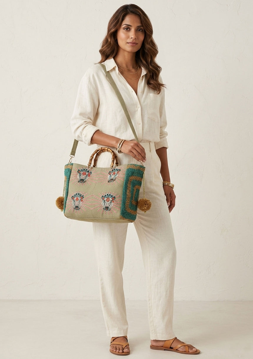 Bolso de lona bordado para mujer - Supirya