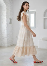Women's Hand Embroidered Cotton Maxi Dress V-Neck - Mila