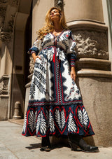 Vestido largo ibBan para mujer Nasra | Algodón estampado | Artesanal | Talla única