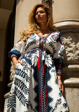 Vestido largo ibBan para mujer Nasra | Algodón estampado | Artesanal | Talla única