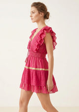 Women's Hand Embroidered Cotton Mini Dress V-Neck - Umida