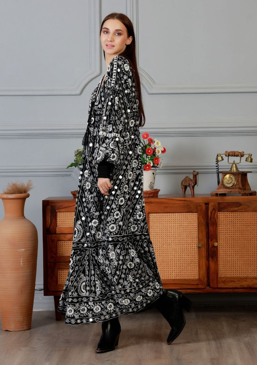 ibBan Vestido Largo Nuria para Mujer | Georgette | Artesanal | Talla Única