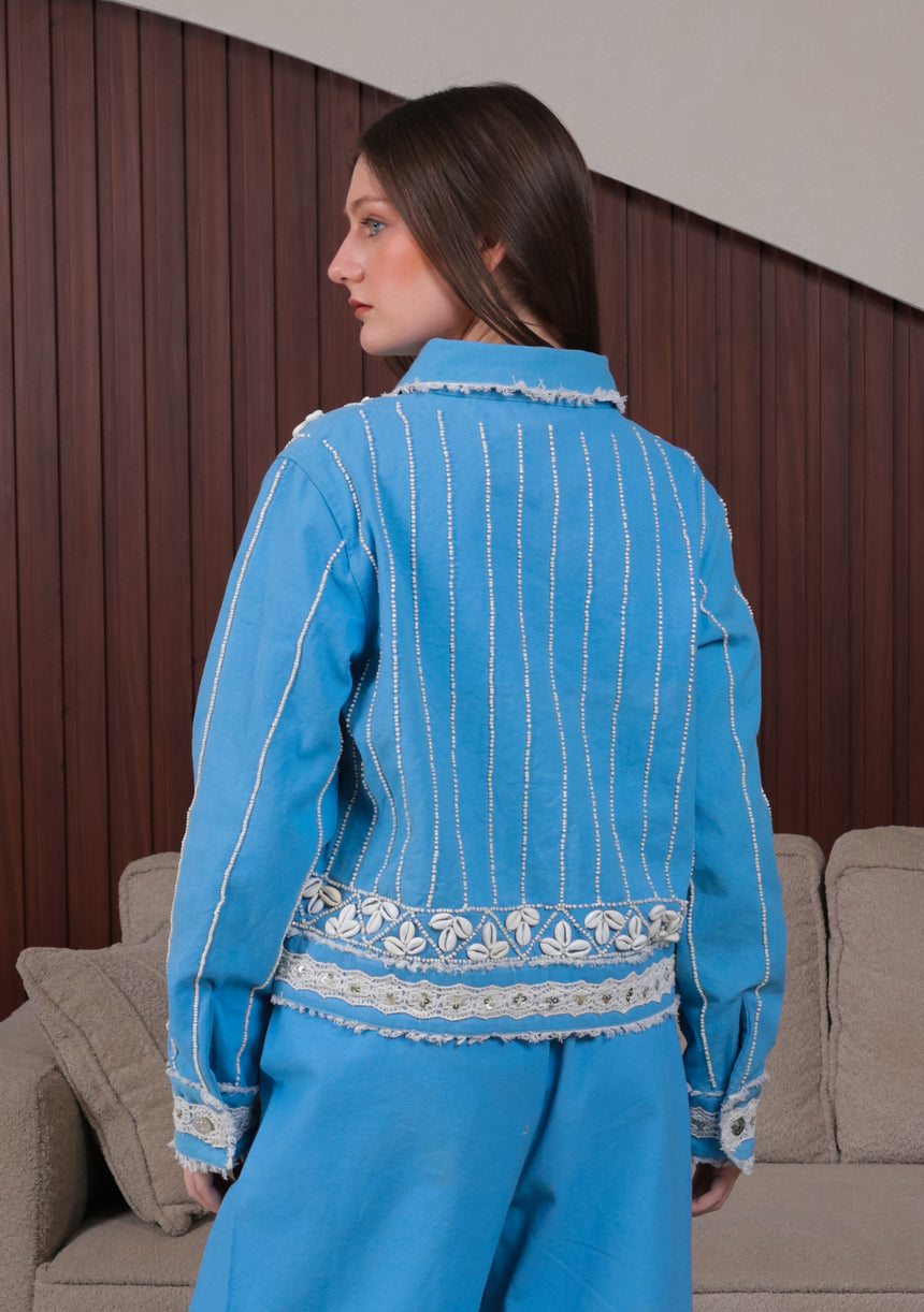Veste brodée pour femme ibBan Amara | Toile | Travail de Kodi et de perles | S/M à L/XL