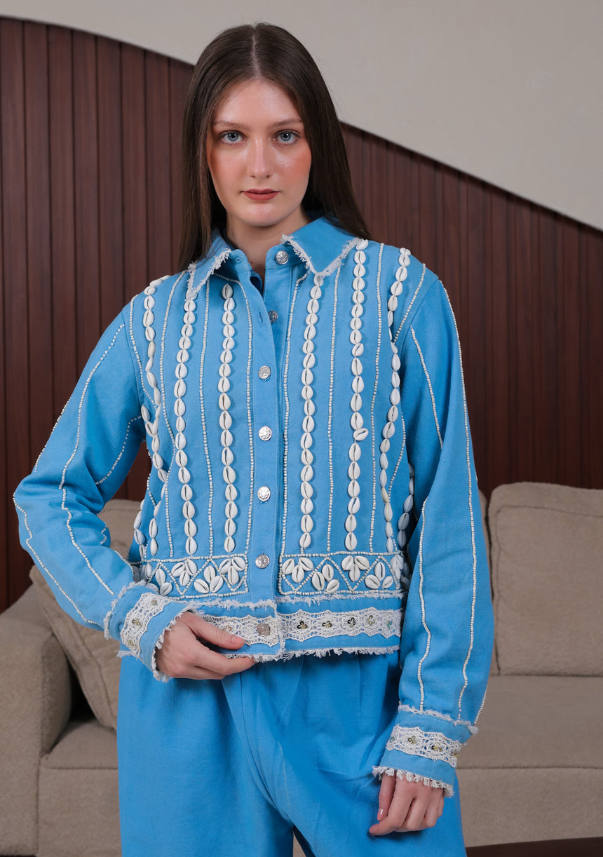 Veste brodée pour femme ibBan Amara | Toile | Travail de Kodi et de perles | S/M à L/XL