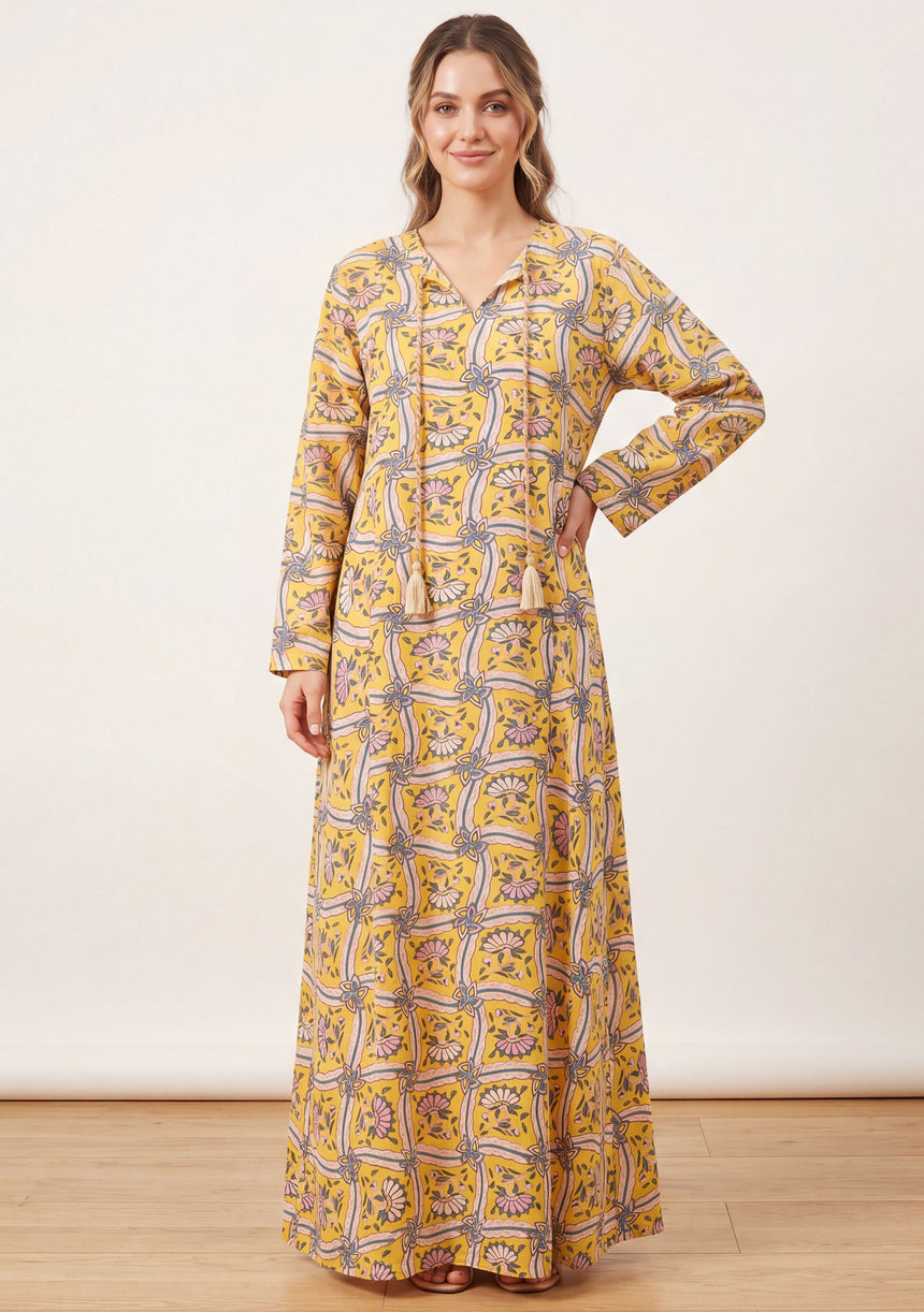 Vestido largo de algodón para mujer - Revina
