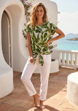 ibBan Tropical Print Cotton Short Tunic | Women's Summer Resort Wear - Neva
