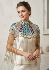 Women's Hand Embroidered Beaded Evening Cape | ibBan - Zera