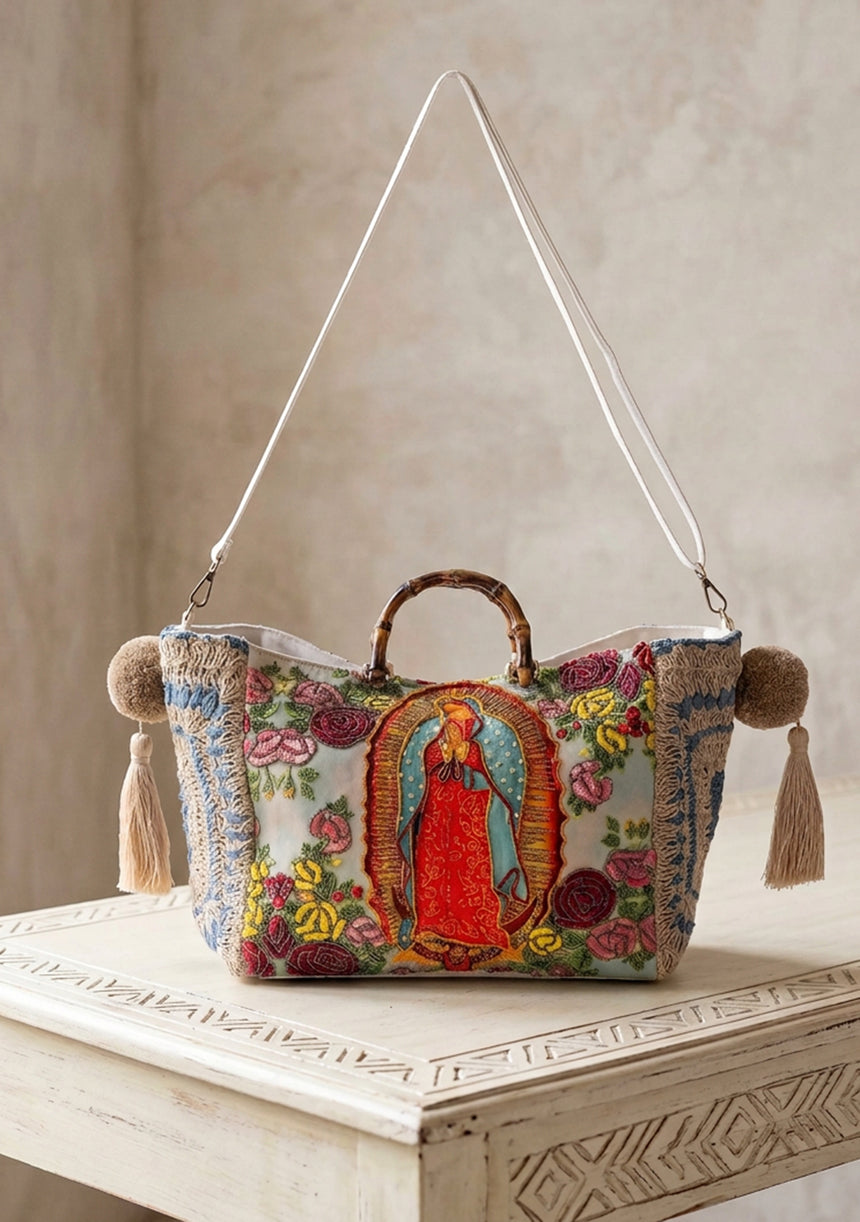 Bolso de mano de lona bordado para mujer - Sia