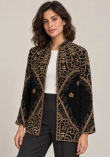 ibBan Women’s Black Mesh Jacket with Hand Embroidered - Jordyan