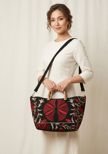 Bolso de mano de lona bordado para mujer - Mona