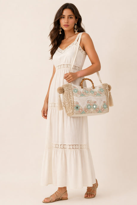 Bolso de lona bordado para mujer - Peras