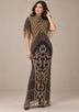 Women’s Party Long Dress with Gold Hand Embroidery - Sophie
