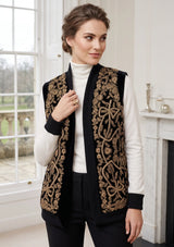 ibBan Luxury Black Gilet with Heavy Gold Hand Embroidery - Goldy Gilet