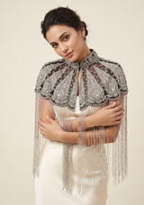 ibBan Black Hand Beaded Party Cape | Cape de soirée de luxe brodée - Mazi