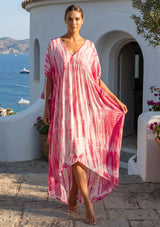 Women's Cotton Tidey Maxi Dress - Kira Pink Dress