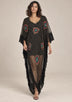 ibBan Black Kaftan Dress with Hand Beadwork & Fringe - Felipe