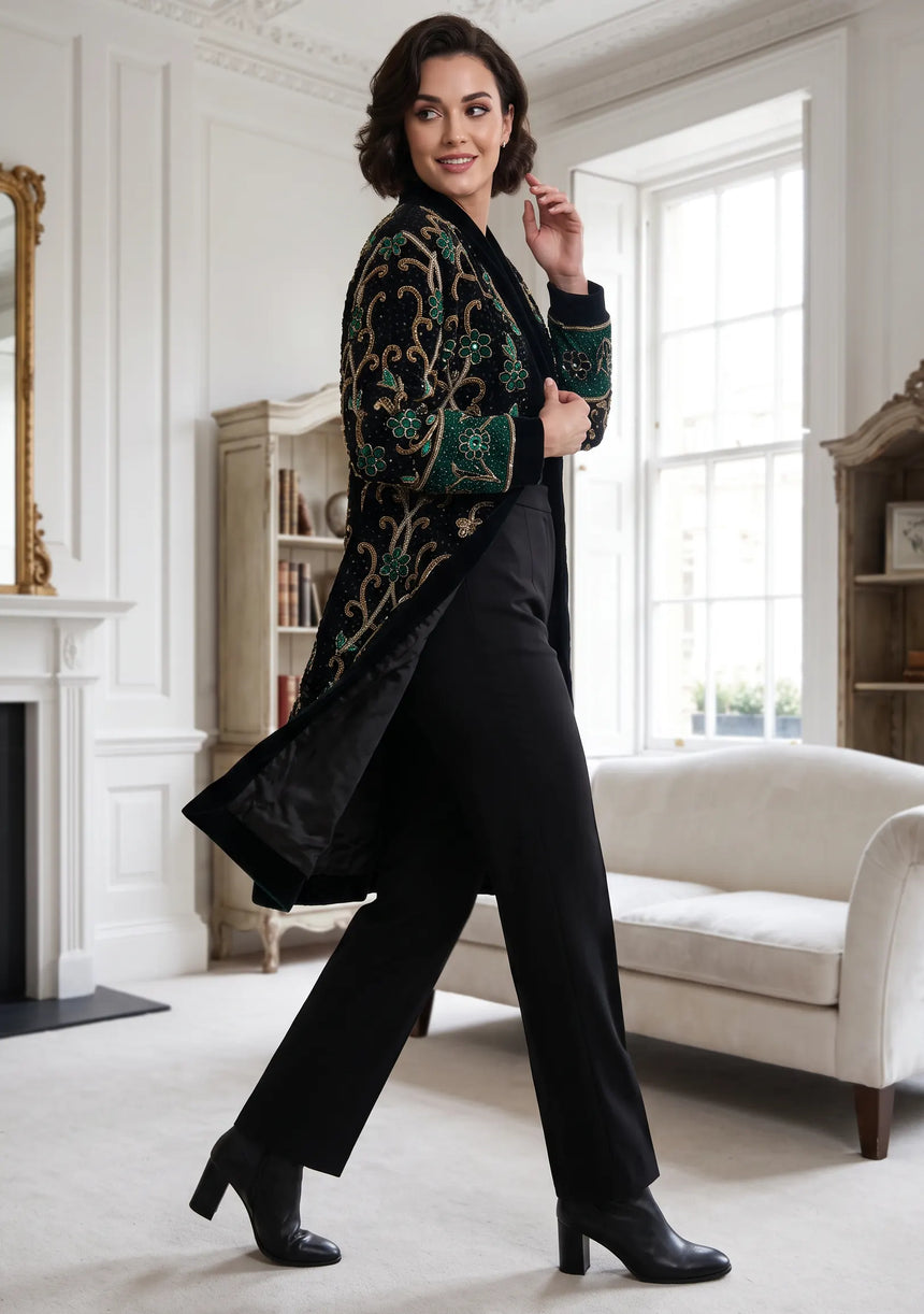 ibBan Luxury Hand Embroidered Women's Coat -Abiba
