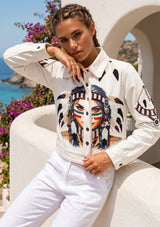Artistic hand embroidery, artistic printed artwork Women Jacket- Lea Jacket